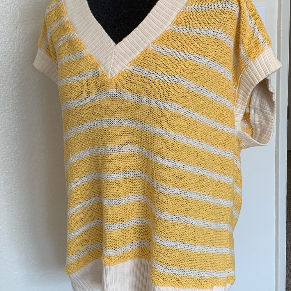 Zara Oversized Striped Sweater Vest Yellow Size m Preppy light academia capsule